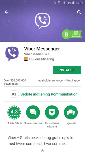 Vælg INSTALLER