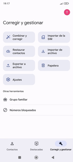 Seleccione Importar de la SIM