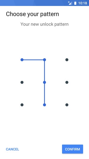 Draw the unlock pattern again and select CONFIRM