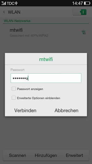 Geben Sie das WLAN-Passwort ein und wählen Sie Verbinden