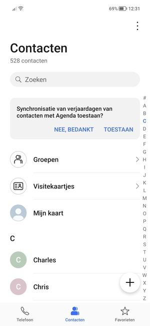 Selecteer de Menu-knop