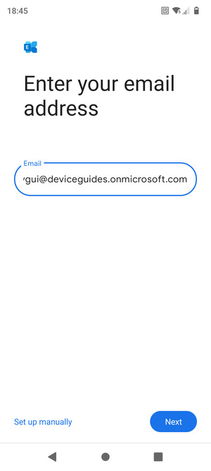 Enter your Email address and  select Set up manually