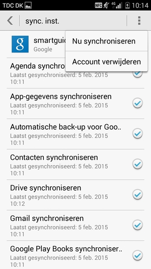Als uw scherm er zo uitziet, selecteert u de Menu-knop en selecteert u vervolgens Nu synchroniseren