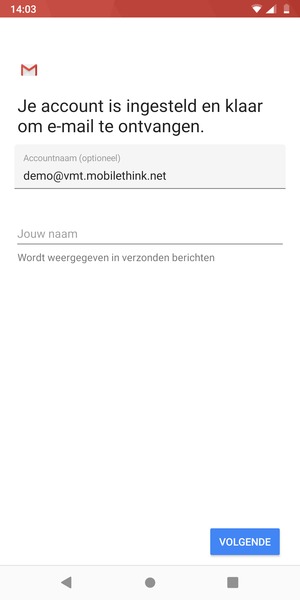 Geef uw account een naam en voer uw naam in. Selecteer VOLGENDE