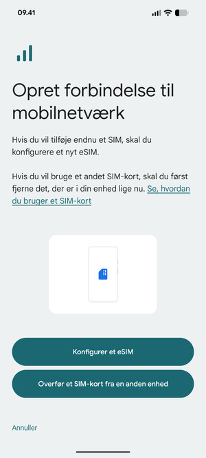 Vælg Konfigurer et eSIM