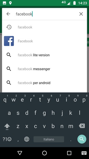 Inserisci il nome dell'app e seleziona Cerca
