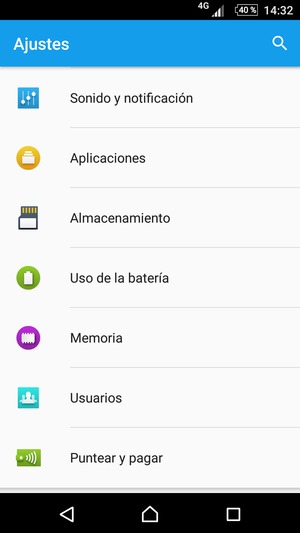 Vuelva al menú Ajustes, desplácese y seleccione Uso de la batería