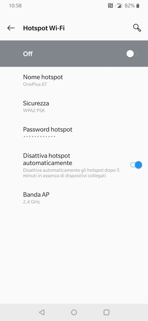 Seleziona Password hotspot