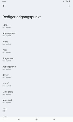 Indtast internet-oplysninger