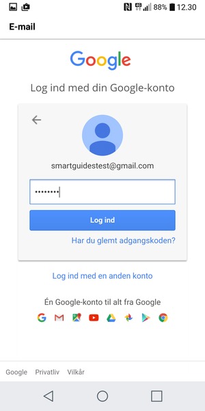 Indtast din adgangskode og vælg Log ind