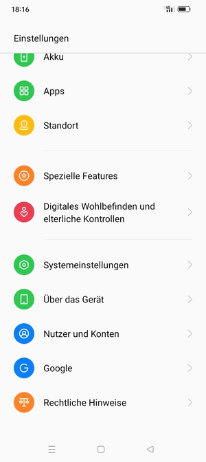 Scrollen Sie und wählen Sie Über das Gerät