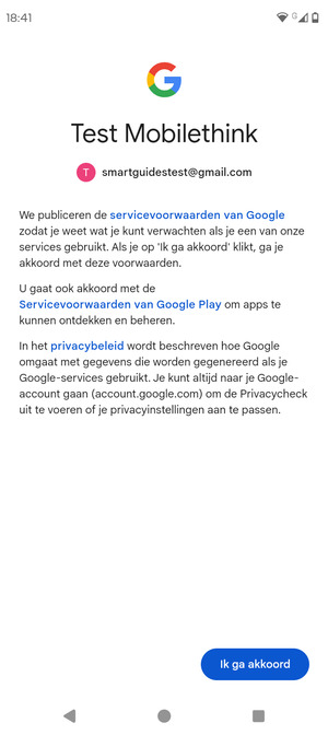 Selecteer Ik ga akkoord