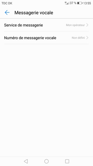 Sélectionnez Numéro de  messagerie vocale