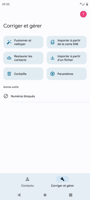 Sélectionnez Importer à partir de la carte SIM