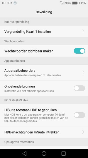 Selecteer Vergrendeling Kaart instellen