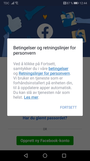 Velg FORTSETT