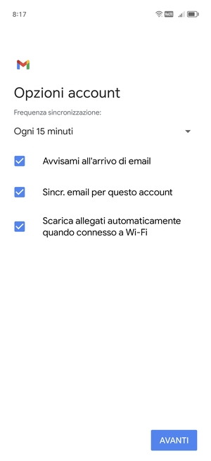 Seleziona AVANTI