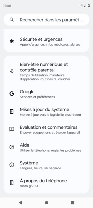 Faites défiler et sélectionnez Mises à jour du système