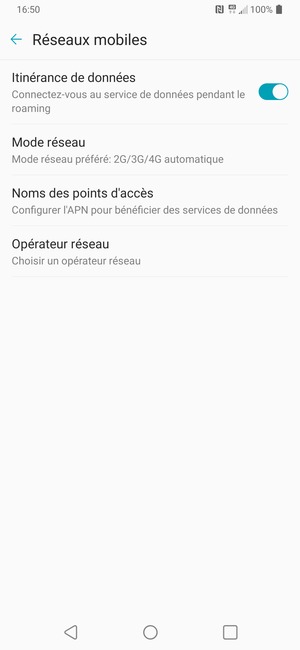 Activer ou désactiver Itinérance de données