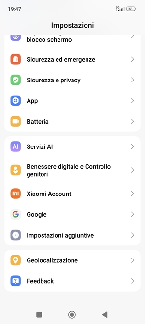Scorri e seleziona Geolocalizzazione