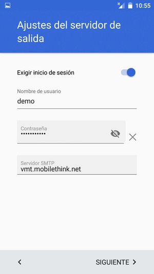 Introduzca la dirección de servidor saliente