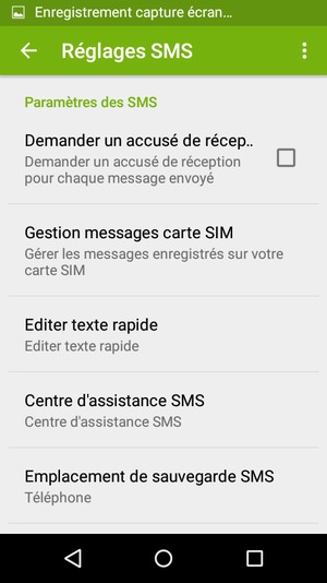 Sélectionnez Centre d'assistance SMS
