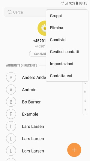 Seleziona Gestisci contatti