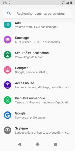 Faites défiler et sélectionnez Systéme