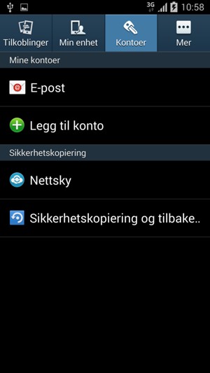 Velg Sikkerhetskopiering og tilbakestilling
