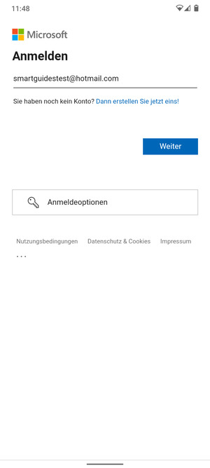 Geben Sie Ihre E-Mail-Adresse ein und wählen Sie Weiter