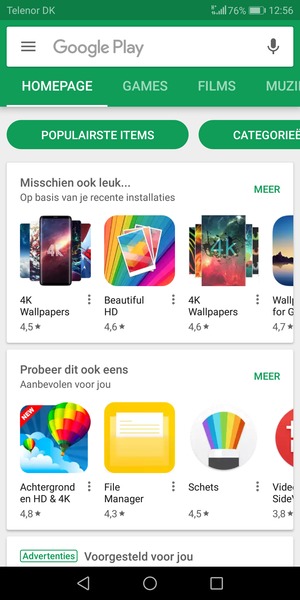 Selecteer de zoekbalk