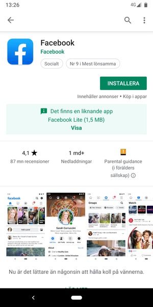 Välj INSTALLERA