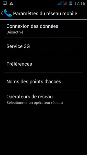 Sélectionnez Opérateurs de réseau