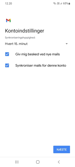 Vælg NÆSTE