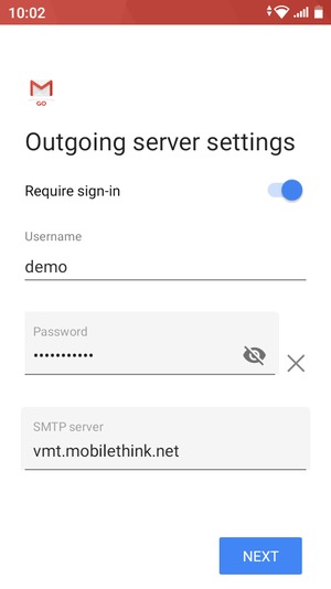 Enter Outgoing server address