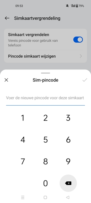 Voer uw Nieuwe sim-pincode in en selecteer OK