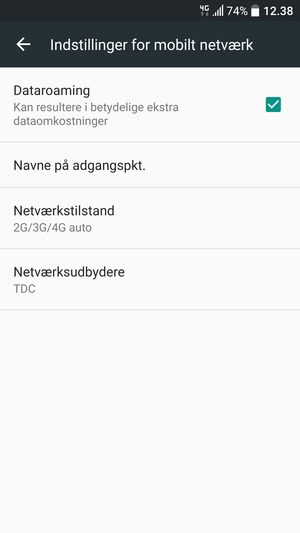 Slå Dataroaming til eller fra