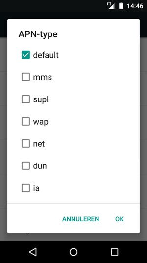 Vink het selectievakje default aan en selecteer OK