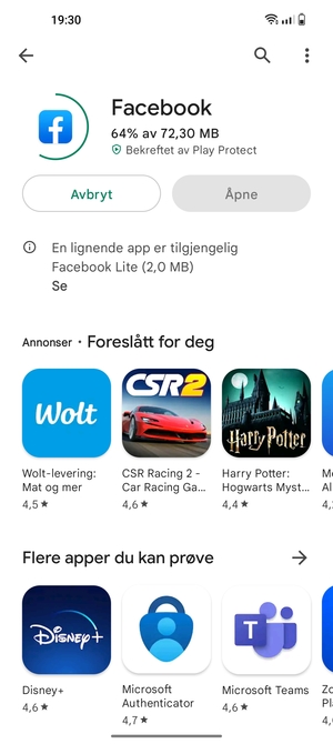 Vent til installasjonen er ferdig