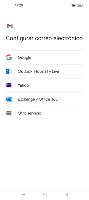 Seleccione Outlook, Hotmail y Live