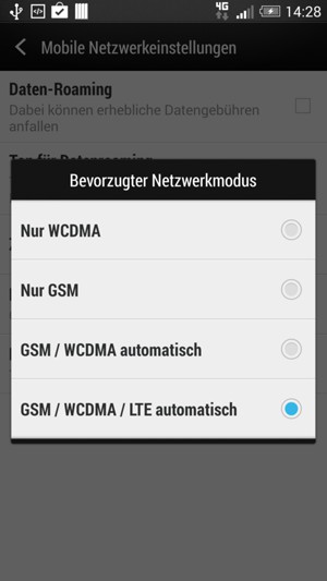 Wählen Sie Nur 2G, um 2G zu aktivieren