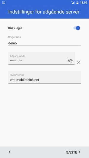 Indtast udgående serveradresse
