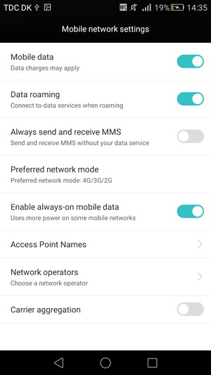 Turn Data roaming on or off