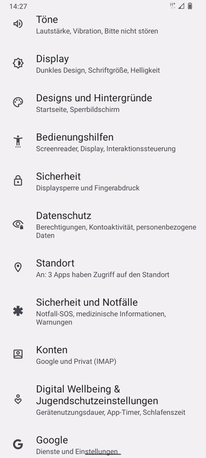 Scrollen Sie und wählen Sie Standort