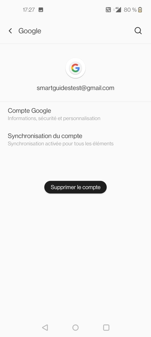 Sélectionnez Synchronisation du compte