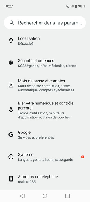 Faites défiler et sélectionnez Système