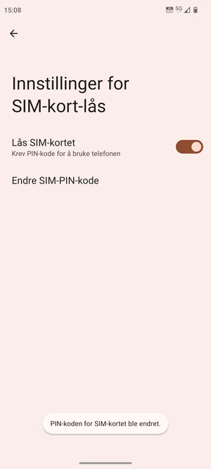 Din PIN-kode for SIM-kort er endret