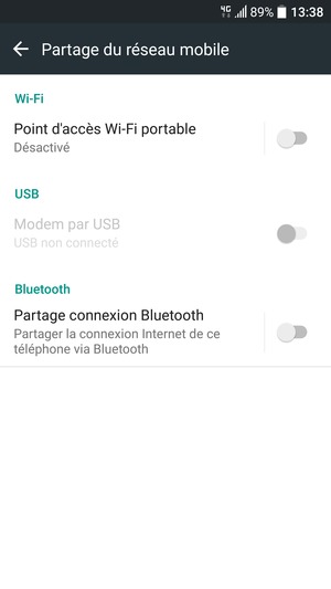 Sélectionnez Point d'accès Wi-Fi portable