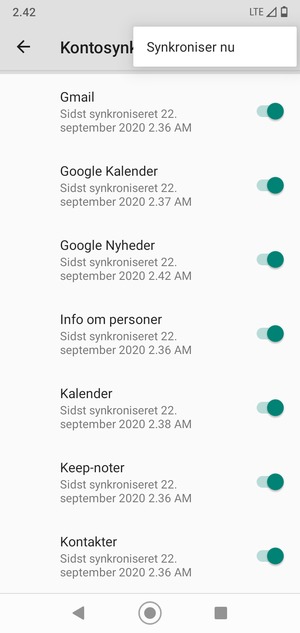 Vælg Synkroniser nu