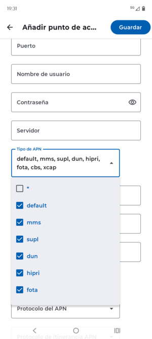 Desmarque la casillas de verificación
